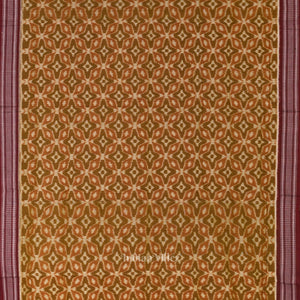 Mehendi green Maroon Odisha Ikat Sambalpuri Pure Cotton Saree