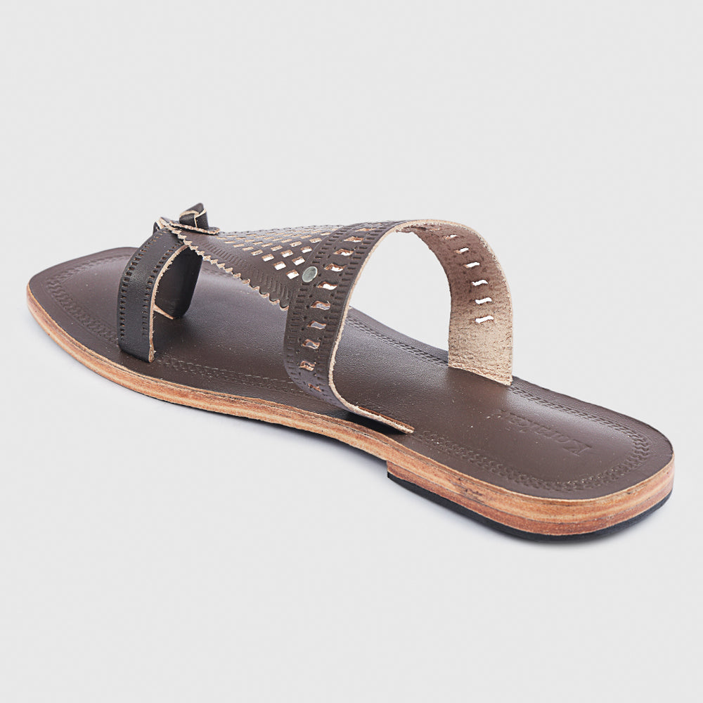 Brown Handstitched Leather Kolhapuri Women Slipper