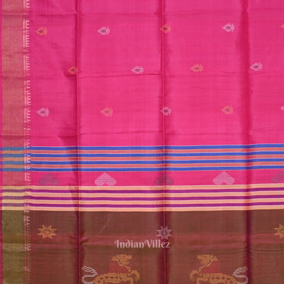 Rani Pink Pure Bishnupuri Silk Saree