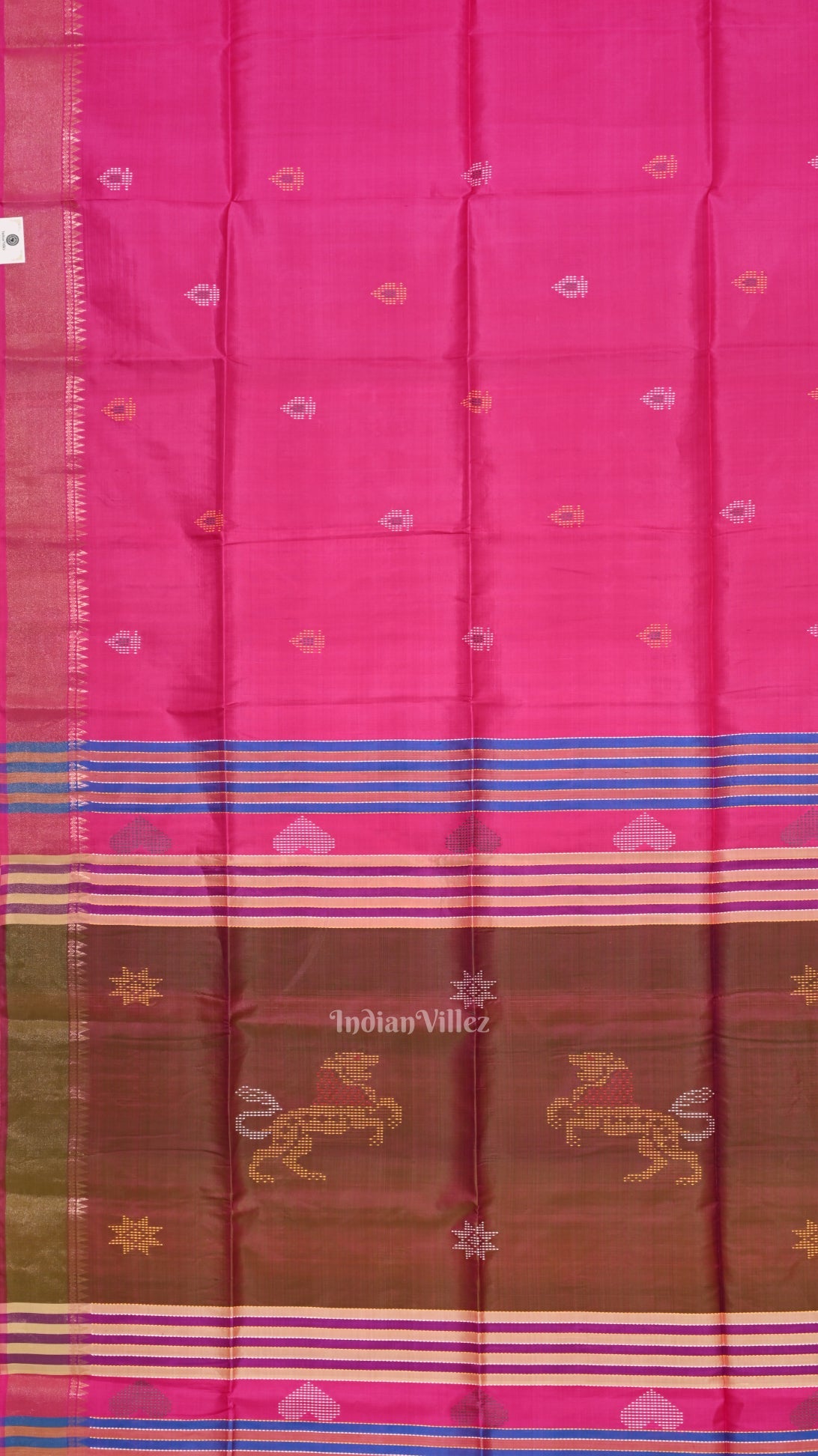 Rani Pink Pure Bishnupuri Silk Saree