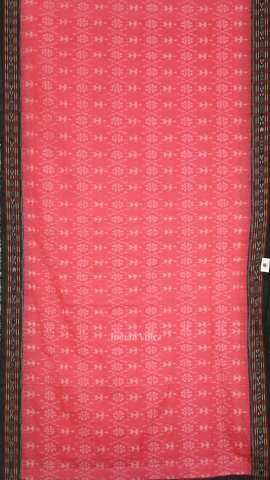 Pink Black Tribal Theme Odisha Ikat Sambalpuri Cotton Saree