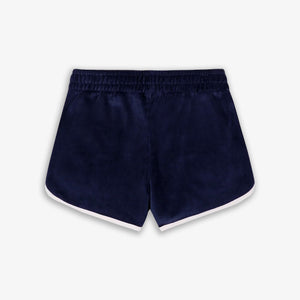 SPORTY & RICH | NY CREST VELOUR SHORT { NAVY/CREAM