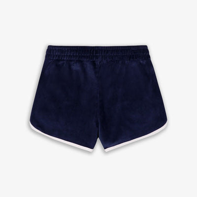 SPORTY & RICH | NY CREST VELOUR SHORT { NAVY/CREAM