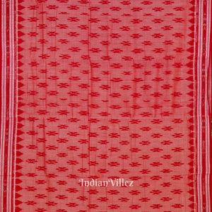 Light Red Maniabandha Butta Theme Cotton Saree