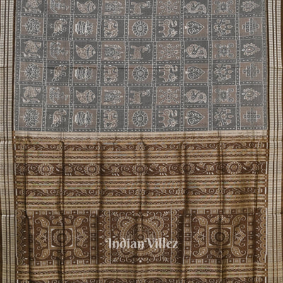 Moss Green Designer Odisha Ikat Sambalpuri Silk Saree
