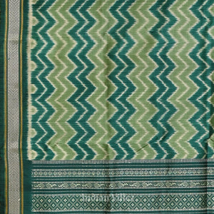 Green with Multicolor Contemporary Silk Saree with Jala Anchal