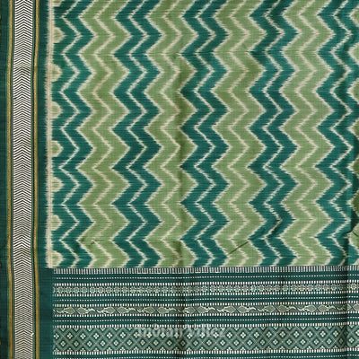 Green with Multicolor Contemporary Silk Saree with Jala Anchal