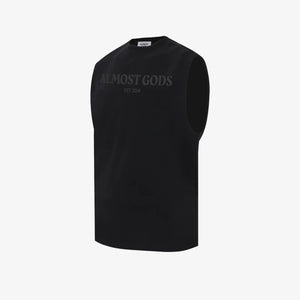 ALMOST GODS | EST 2018 SLEEVELESS TEE { BLACK