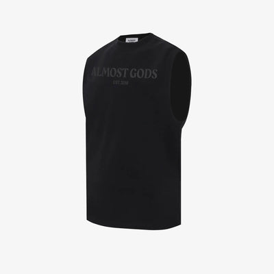 ALMOST GODS | EST 2018 SLEEVELESS TEE { BLACK