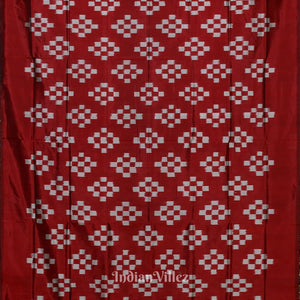 Deep Maroon Grey Pasapali Theme Sambalpuri Silk Saree