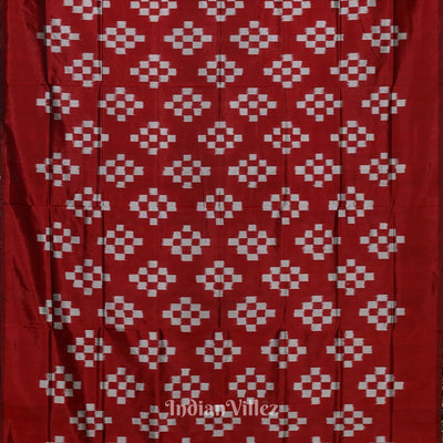 Deep Maroon Grey Pasapali Theme Sambalpuri Silk Saree