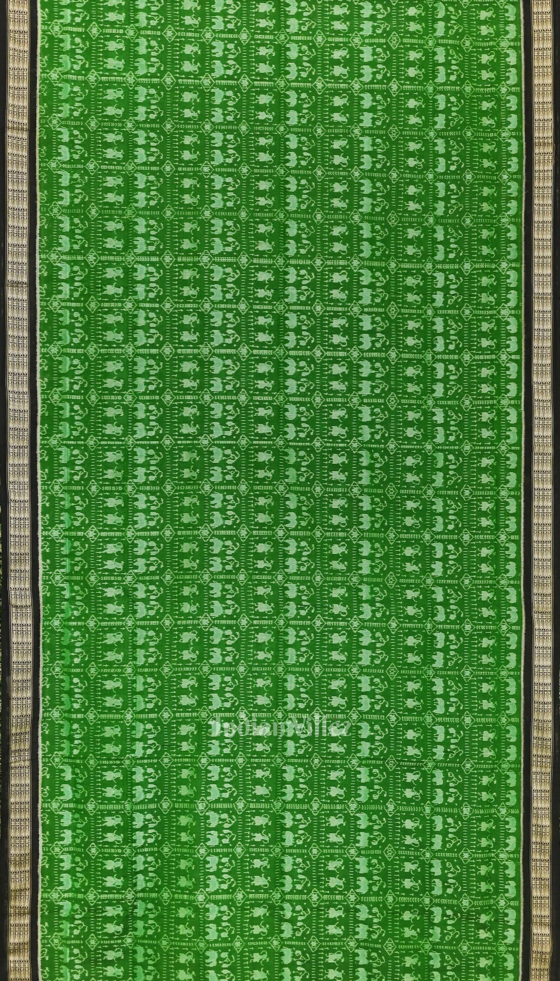 Green with Black Sambalpuri Bapta Cotton*Silk Saree