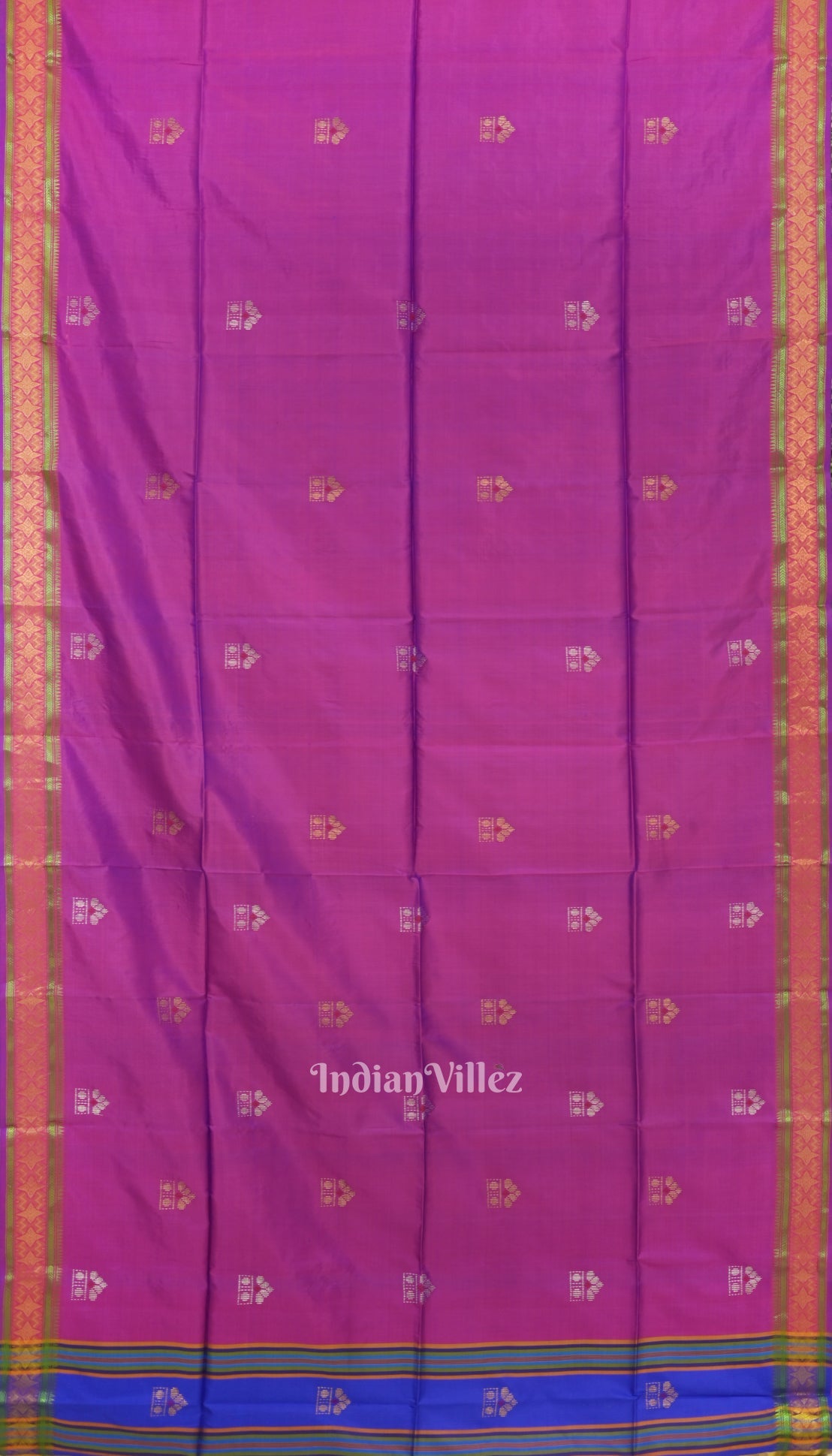 Soft Maroon With Blue Pure Bishnupuri  Silk Saree