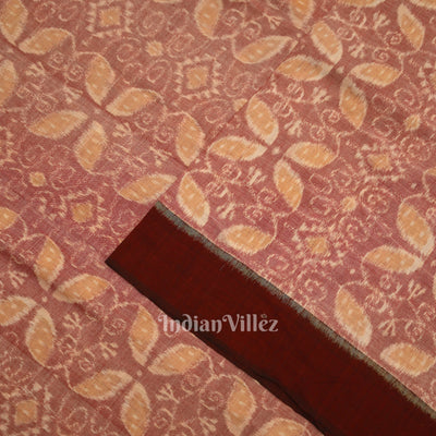 Pink Brown Floral Motif Sambalpuri Odisha Ikat Cotton Fabric