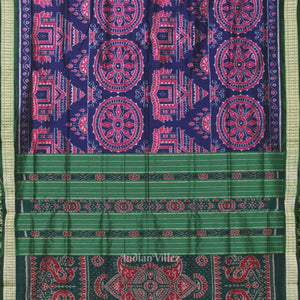 Exclusively Blue Konark Temple Theme Sambalpuri Silk Saree