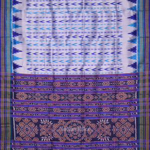 Silver Purple Odisha Ikat Khandua Silk Saree