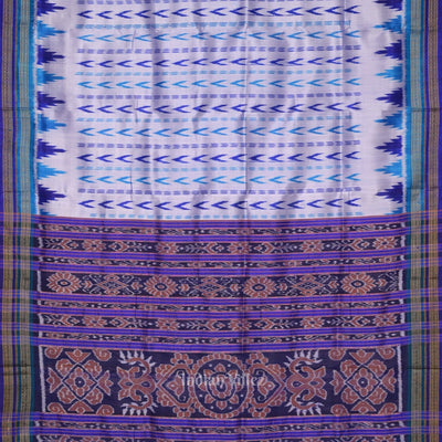 Silver Purple Odisha Ikat Khandua Silk Saree
