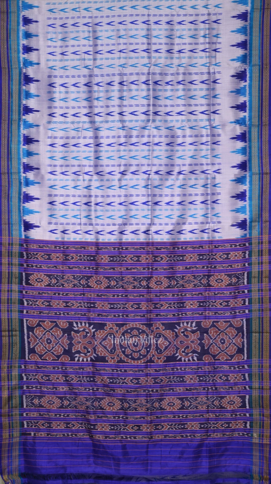 Silver Purple Odisha Ikat Khandua Silk Saree