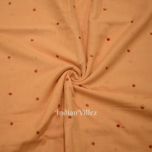 Peach Floral Motif Odisha Ikat Cotton Fabric