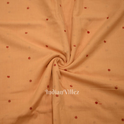 Peach Floral Motif Odisha Ikat Cotton Fabric