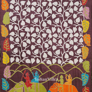 Exclusive Tussar Kantha Stitch Hand Embroidered Saree