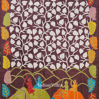 Exclusive Tussar Kantha Stitch Hand Embroidered Saree