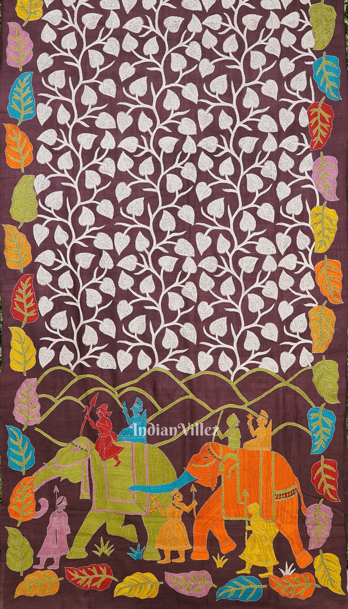 Exclusive Tussar Kantha Stitch Hand Embroidered Saree