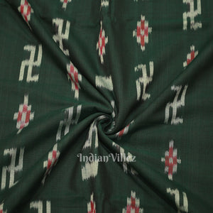 Green Swastik Sambalpuri Ikat Cotton Fabric