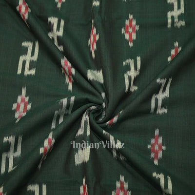 Green Swastik Sambalpuri Ikat Cotton Fabric