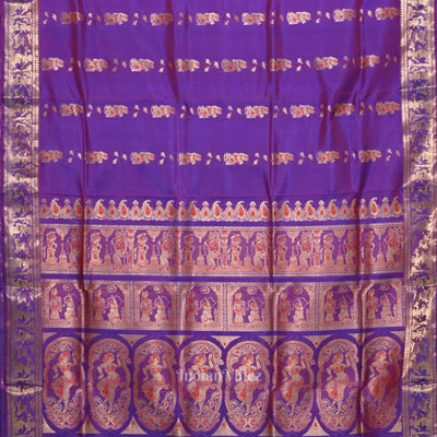 Purple Dual tone Handwoven Baluchari Silk Saree