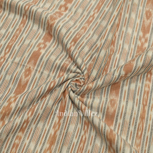 White Brown Stripes Sambalpuri Odisha Ikat Cotton Fabric
