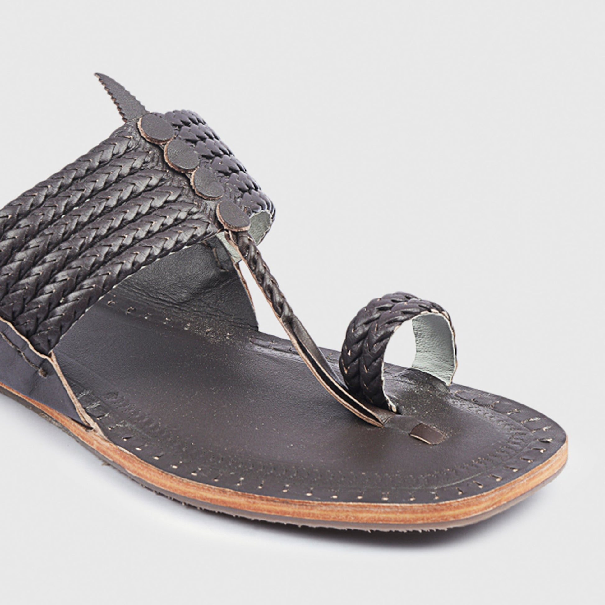 Brown Handstitched Leather Kolhapuri Men Slipper