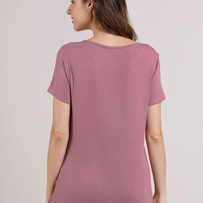 Serene Dream Henley Neck Tee - Mesa Rose