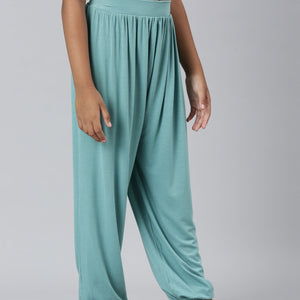 Girls Solid Dark Mint Harem Pants