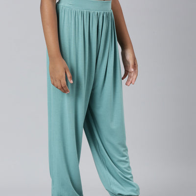 Girls Solid Dark Mint Harem Pants