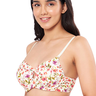 Elegant Dream Padded Wired T-shirt Bra - Watercolour Ditsy Floral Print
