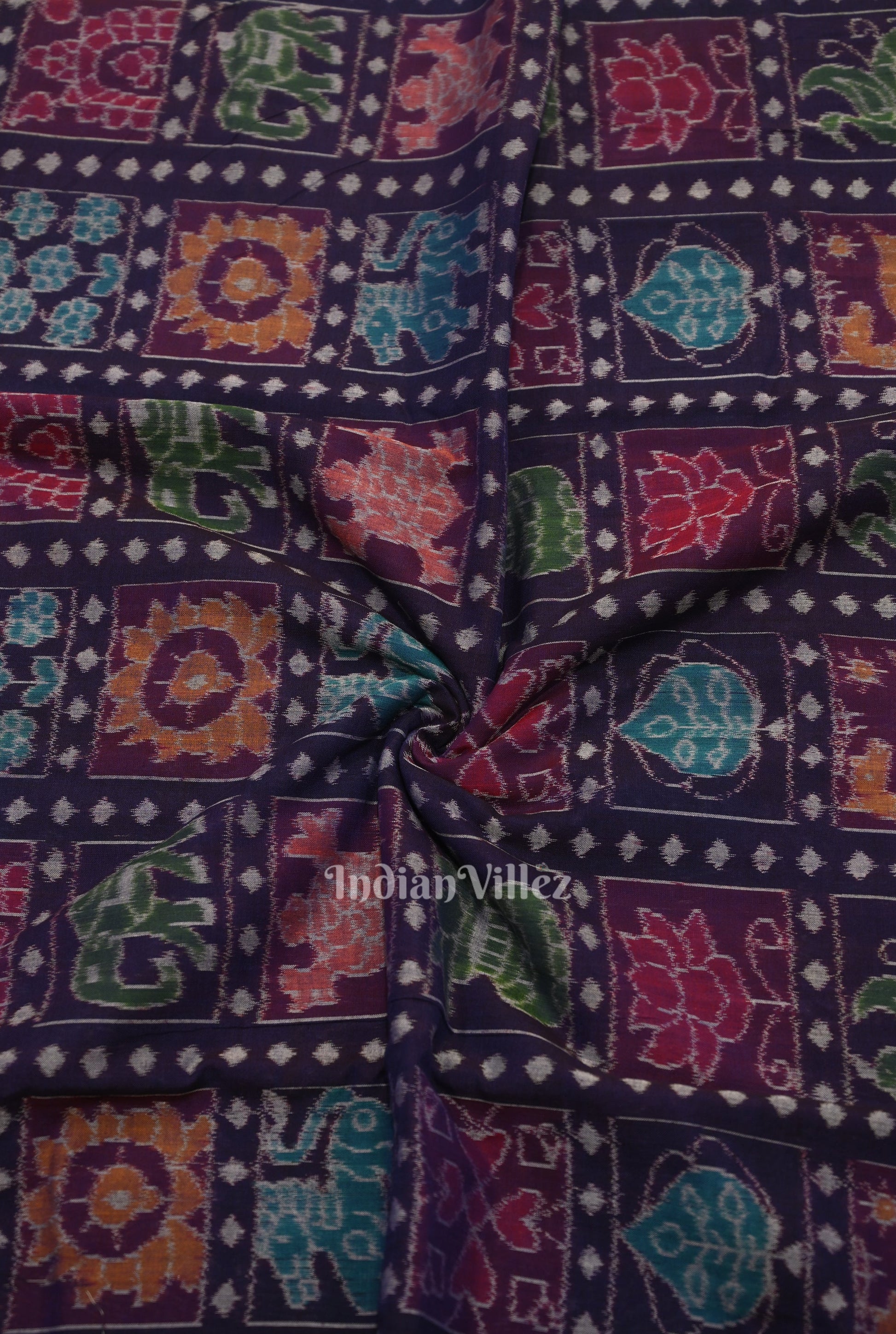 Blue Nabakothi Sambalpuri Ikat Cotton Fabric
