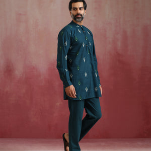 trueBrowns Men's Blue Ikat Co-ord set