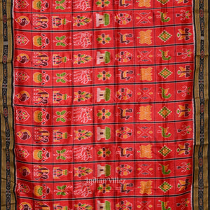 Red Nabakothi Odisha Ikat Khandua Silk Saree