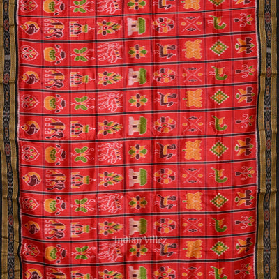 Red Nabakothi Odisha Ikat Khandua Silk Saree