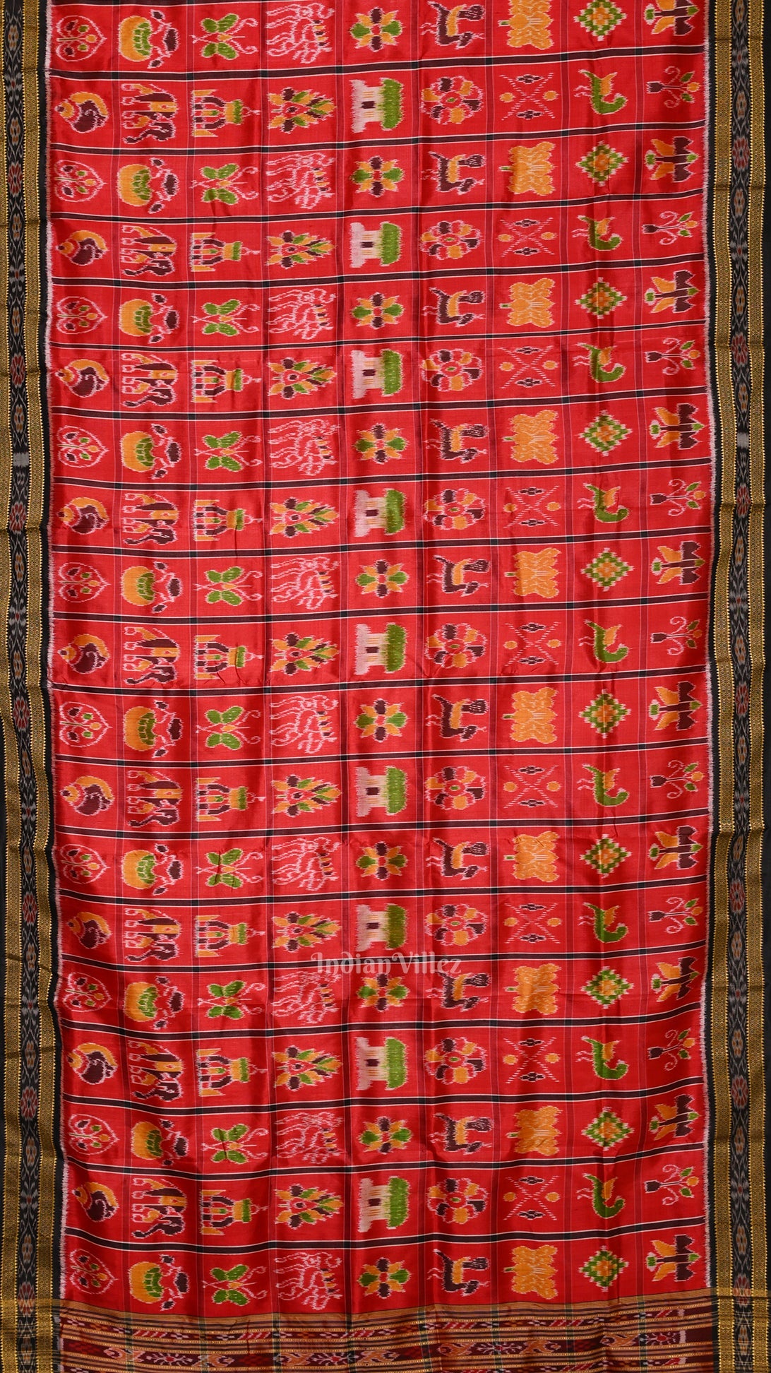 Red Nabakothi Odisha Ikat Khandua Silk Saree
