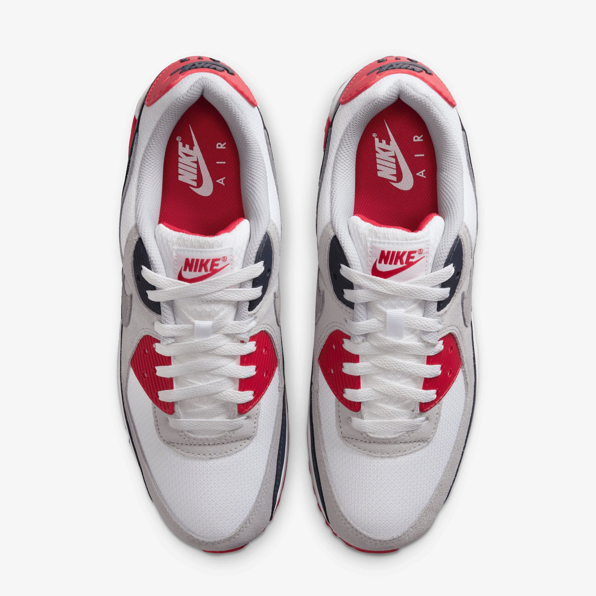 Nike | AIR MAX 90 { WHITE/COOL GREY-UNIVERSITY RED
