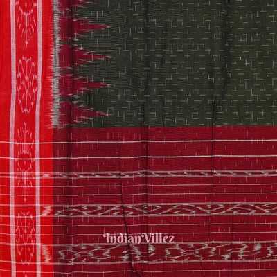 Bottle Green Maniabandha Cotton Jharana Saree