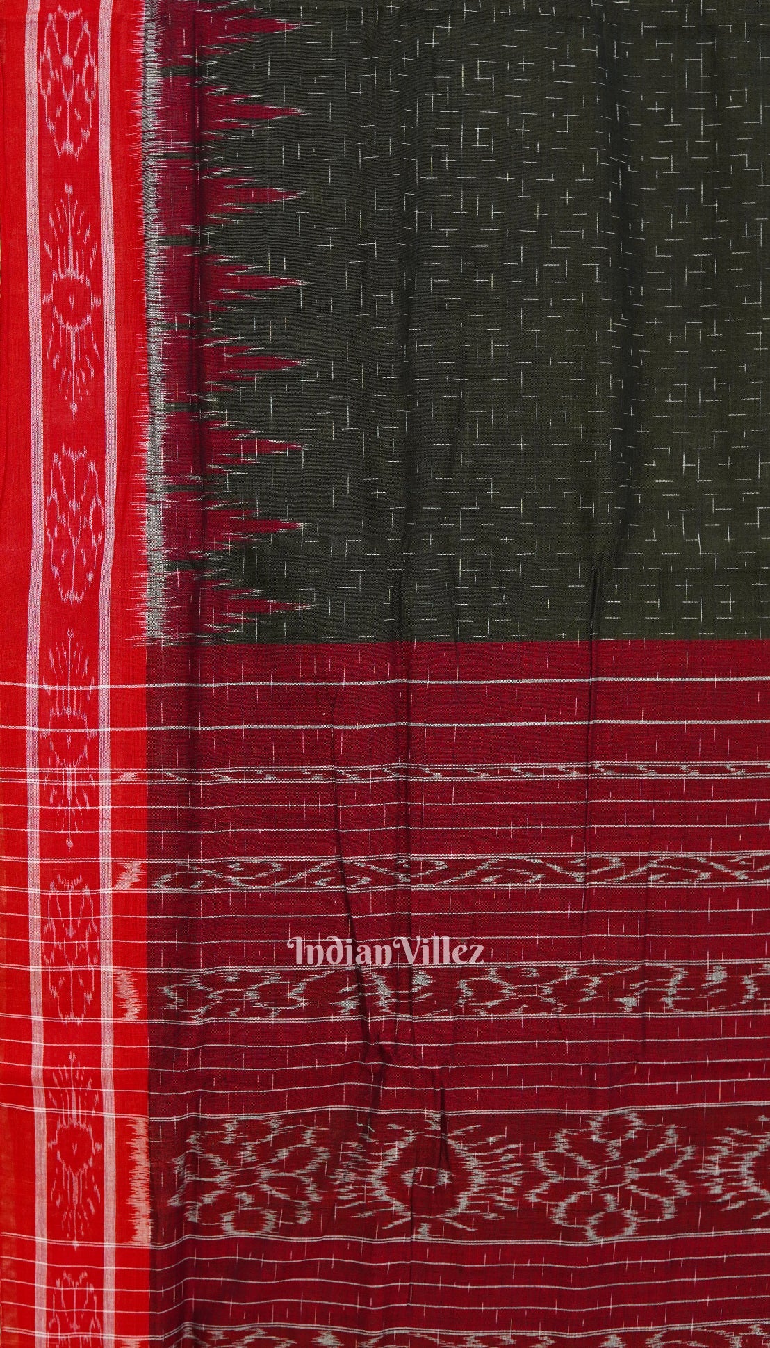 Bottle Green Maniabandha Cotton Jharana Saree