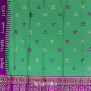 Green Magenta Tribal Doli Sawari Contemporary Bomkai Silk Saree
