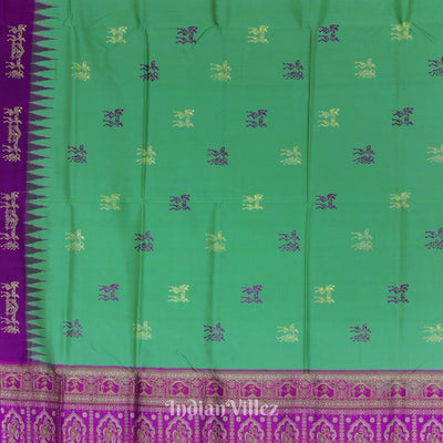 Green Magenta Tribal Doli Sawari Contemporary Bomkai Silk Saree