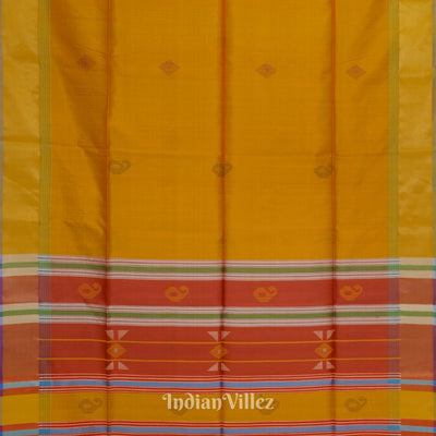 Multi Color With Golden Yellow Pure Bishnupuri Double Pallu Silk Saree