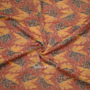 Peach Red Sambalpuri Ikat Cotton Fabric