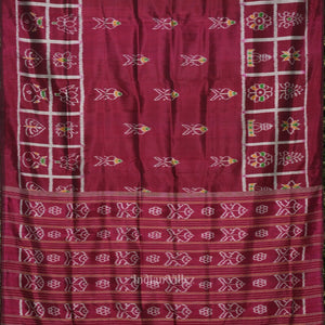 Maroon Fish Motif Odisha Ikat Contemporary Designer Saree