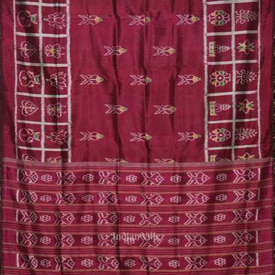 Maroon Fish Motif Odisha Ikat Contemporary Designer Saree